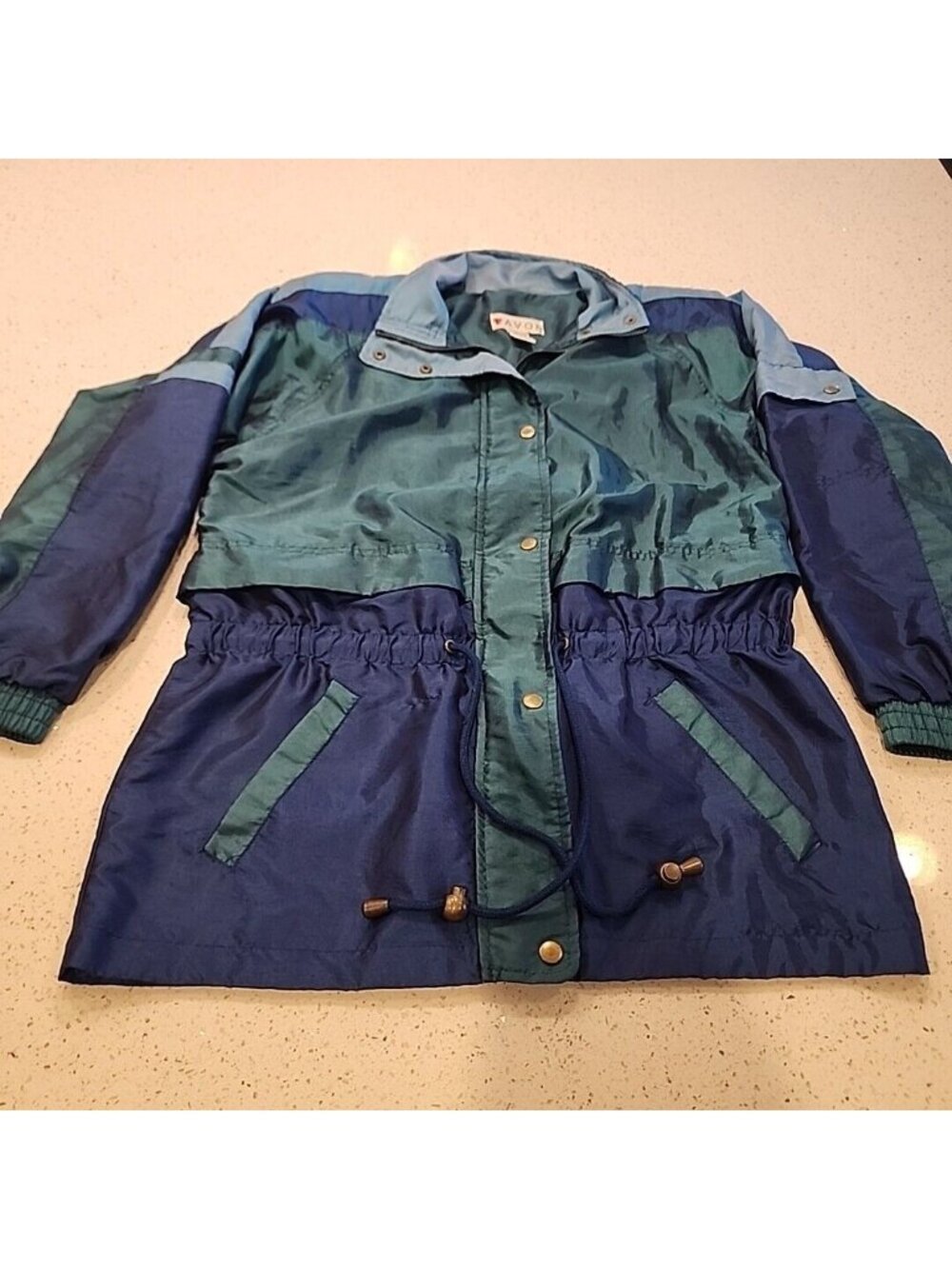 vintage lavon windbreaker Jackets Small Blue Color Block Full Zipper 90s